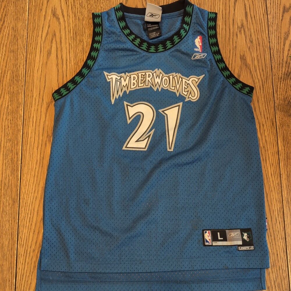Reebok NBA Minnesota Timberwolves Jersey #21 Kevin Garnett Sz L (length +2)
